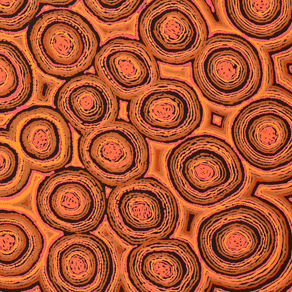 Aboriginal Artwork by Sarah Napaljarri Simms, Mina Mina Jukurrpa (Mina Mina Dreaming), 183x76cm