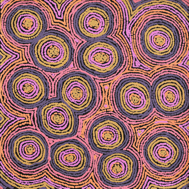 Aboriginal Artwork by Sarah Napaljarri Simms, Mina Mina Jukurrpa (Mina Mina Dreaming), 46x46cm