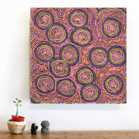 Aboriginal Artwork by Sarah Napaljarri Simms, Mina Mina Jukurrpa (Mina Mina Dreaming), 46x46cm
