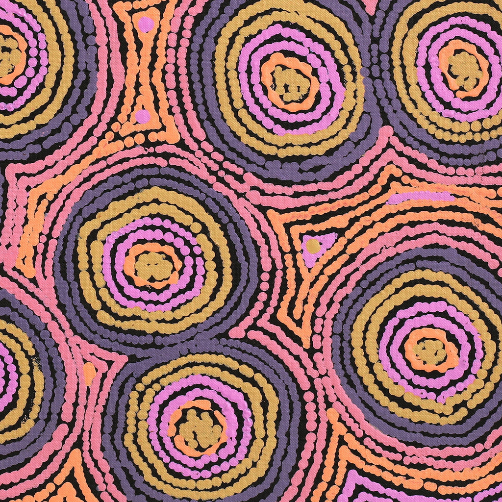 Aboriginal Artwork by Sarah Napaljarri Simms, Mina Mina Jukurrpa (Mina Mina Dreaming), 46x46cm