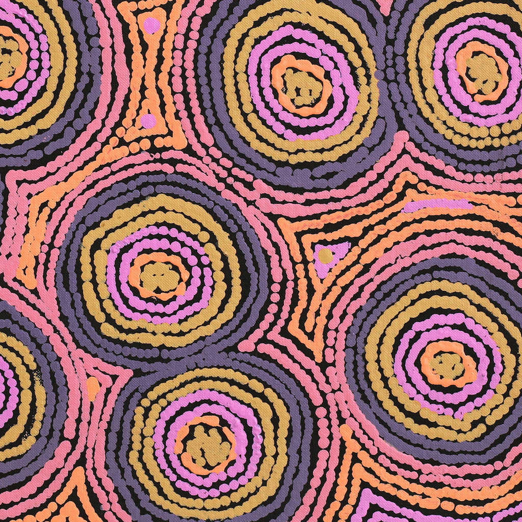 Aboriginal Art by Sarah Napaljarri Simms, Mina Mina Jukurrpa (Mina Mina Dreaming), 46x46cm - ART ARK®