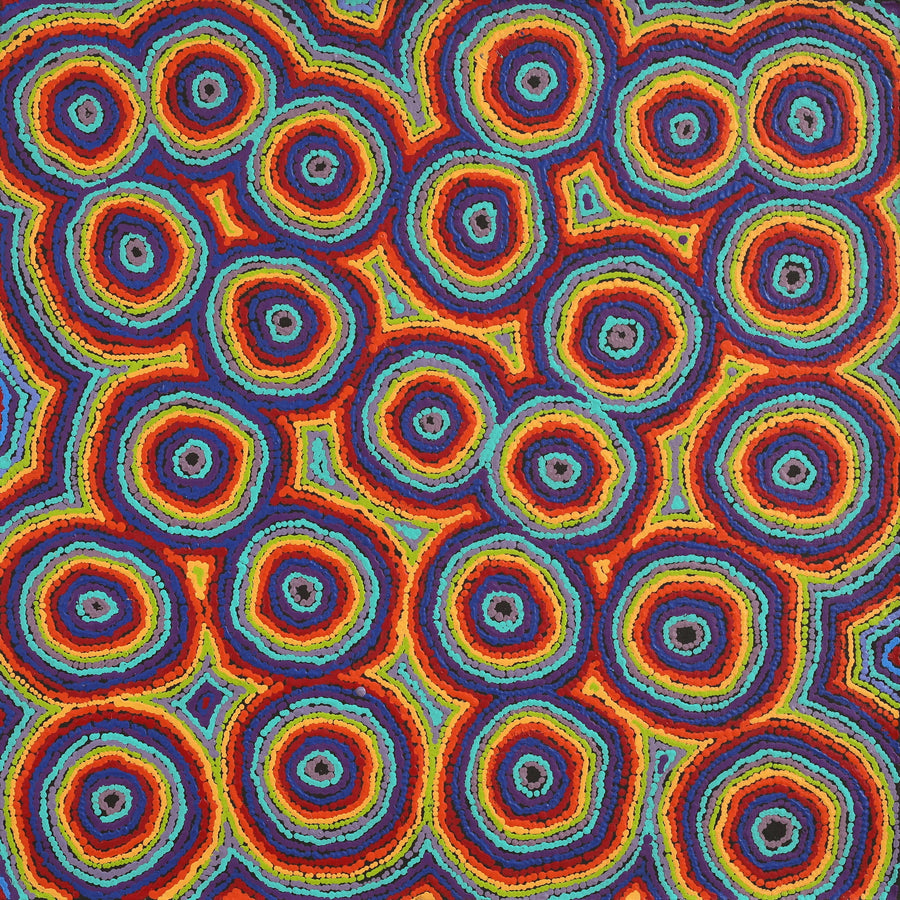 Aboriginal Artwork by Sarah Napaljarri Simms, Mina Mina Jukurrpa (Mina Mina Dreaming), 76x76cm