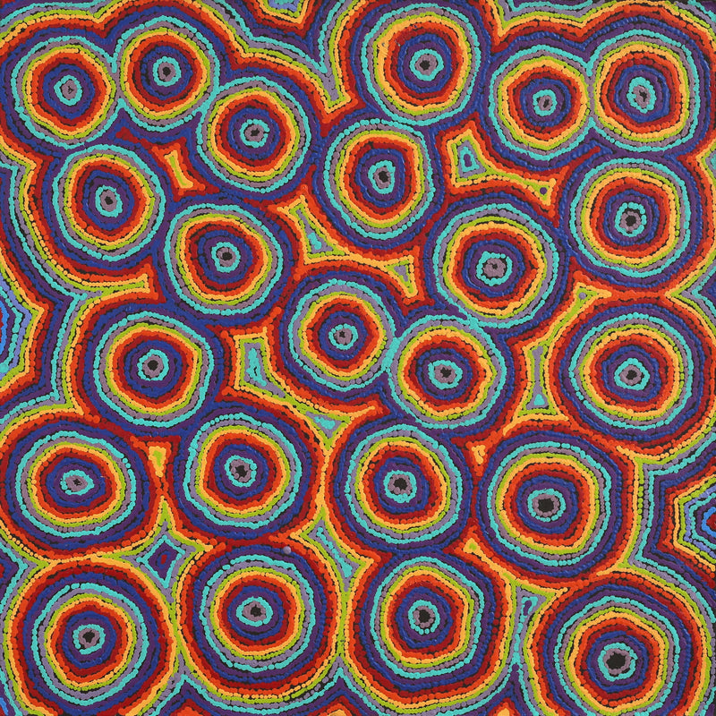 Aboriginal Artwork by Sarah Napaljarri Simms, Mina Mina Jukurrpa (Mina Mina Dreaming), 76x76cm