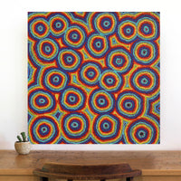 Aboriginal Artwork by Sarah Napaljarri Simms, Mina Mina Jukurrpa (Mina Mina Dreaming), 76x76cm