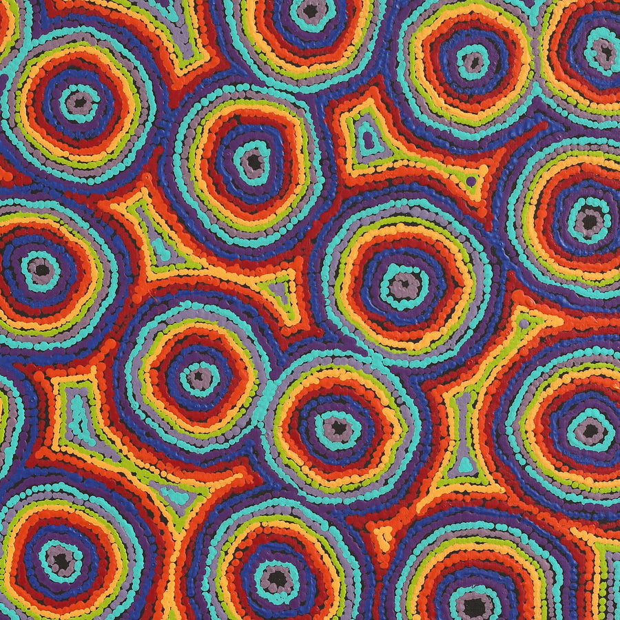 Aboriginal Artwork by Sarah Napaljarri Simms, Mina Mina Jukurrpa (Mina Mina Dreaming), 76x76cm