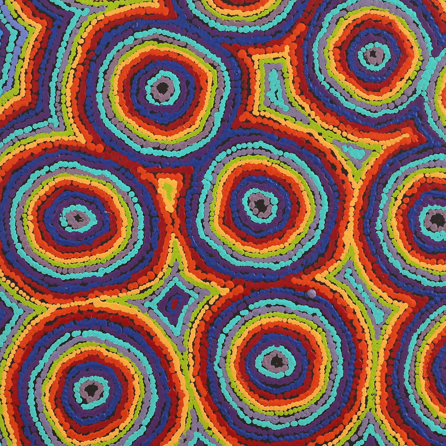 Aboriginal Artwork by Sarah Napaljarri Simms, Mina Mina Jukurrpa (Mina Mina Dreaming), 76x76cm