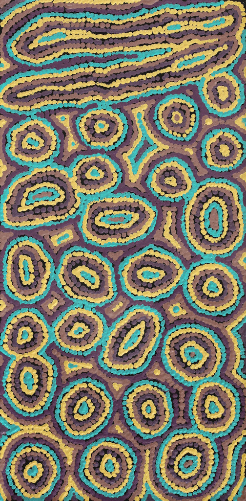Aboriginal Art by Sarah Napaljarri Simms, Mina Mina Jukurrpa (Mina Mina Dreaming) - Ngalyipi, 61x30cm - ART ARK®
