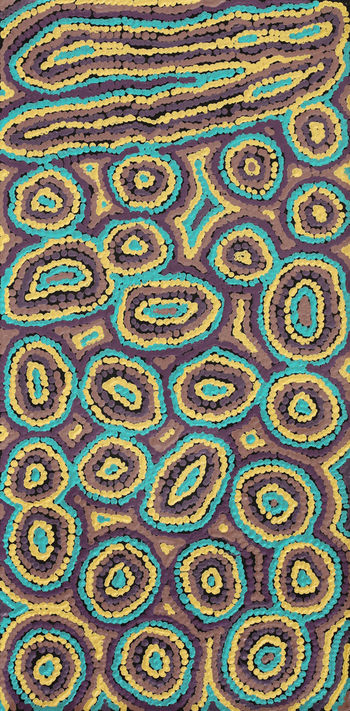 Aboriginal Artwork by Sarah Napaljarri Simms, Mina Mina Jukurrpa (Mina Mina Dreaming) - Ngalyipi, 61x30cm