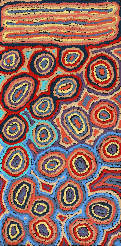 Aboriginal Artwork by Sarah Napaljarri Simms, Mina Mina Jukurrpa (Mina Mina Dreaming) - Ngalyipi, 61x30cm