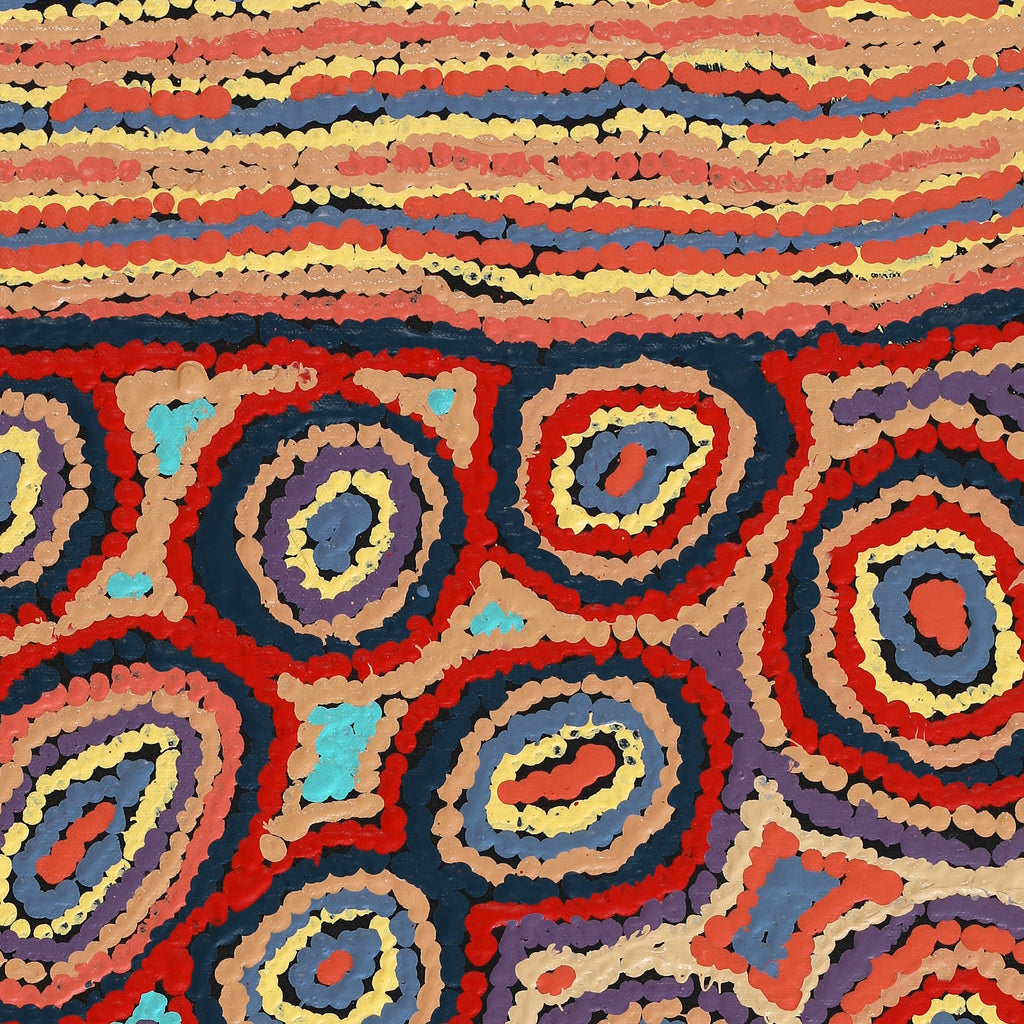 Aboriginal Artwork by Sarah Napaljarri Simms, Mina Mina Jukurrpa (Mina Mina Dreaming) - Ngalyipi, 61x30cm