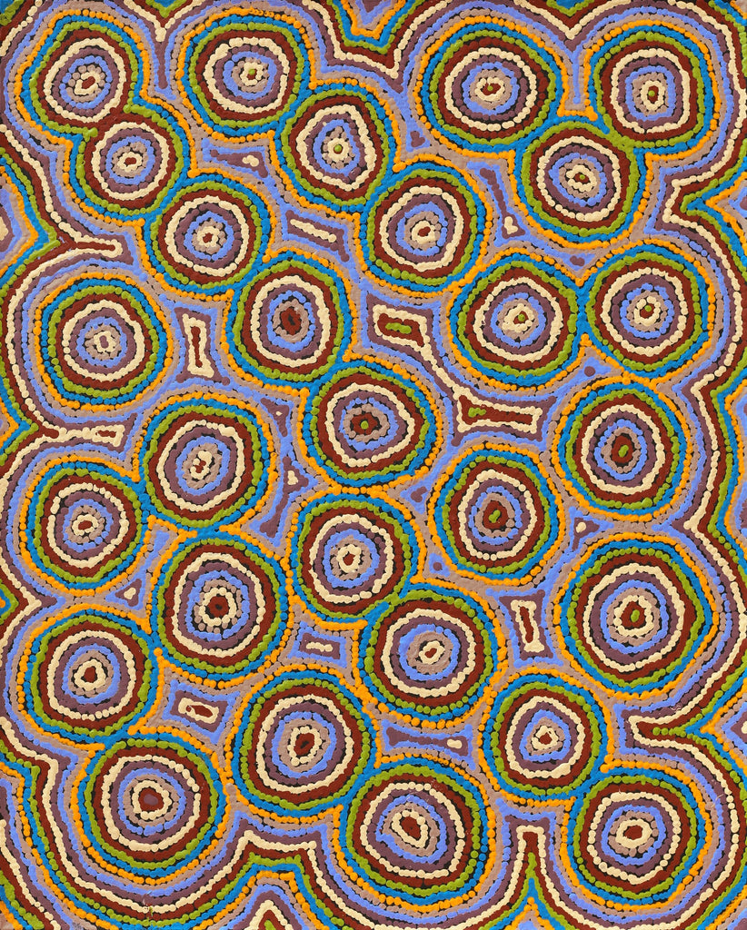 Aboriginal Art by Sarah Napaljarri Simms, Mina Mina Jukurrpa (Mina Mina Dreaming) - Ngalyipi, 76x61cm - ART ARK®