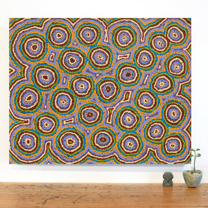 Aboriginal Art by Sarah Napaljarri Simms, Mina Mina Jukurrpa (Mina Mina Dreaming) - Ngalyipi, 76x61cm - ART ARK®