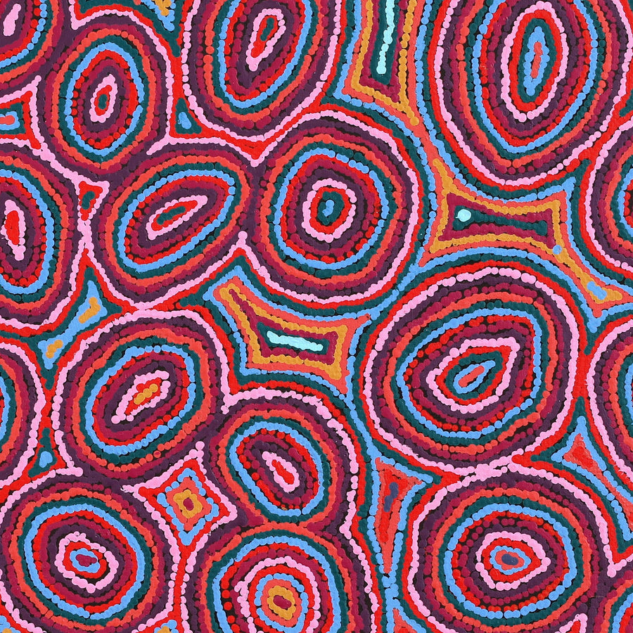 Aboriginal Artwork by Sarah Napaljarri Sims, Mina Mina Jukurrpa (Mina Mina Dreaming) - Ngalyipi, 91x91cm