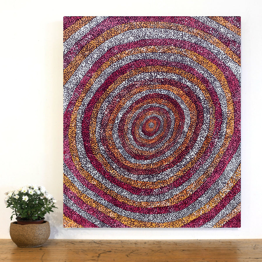 Aboriginal Artwork by Sarah Napurrurla Leo, Ngapa Jukurrpa (Water Dreaming), 91x76cm