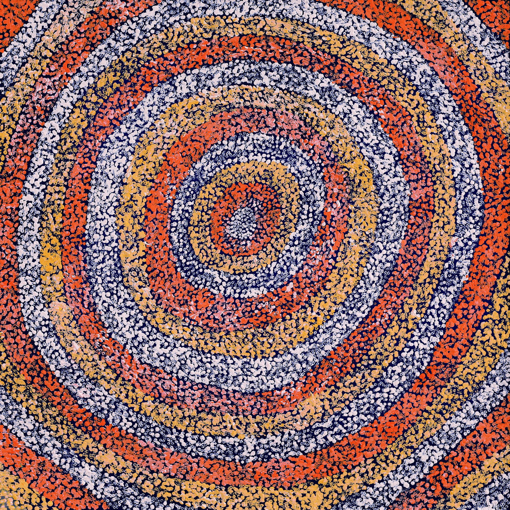 Aboriginal Artwork by Sarah Napurrurla Leo, Ngapa Jukurrpa (Water Dreaming) - Puyurru, 46x46cm