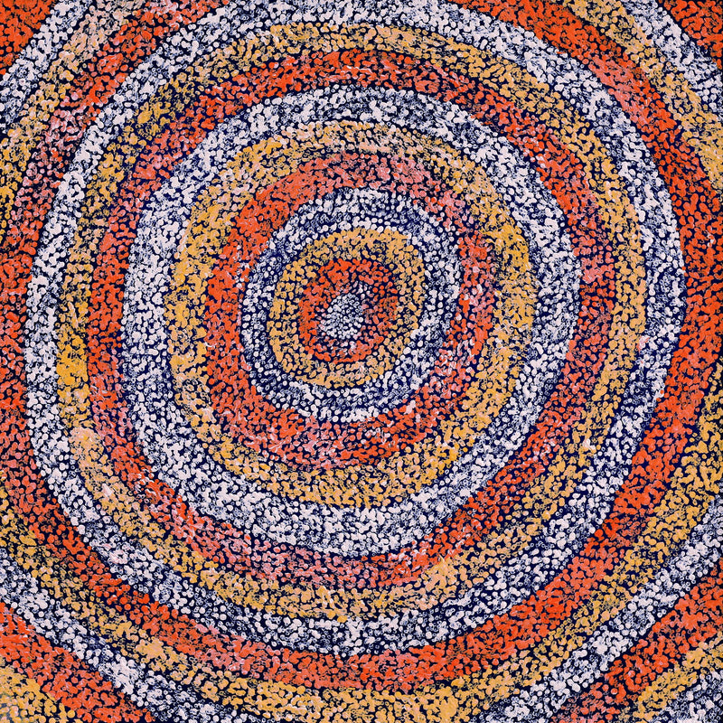 Aboriginal Artwork by Sarah Napurrurla Leo, Ngapa Jukurrpa (Water Dreaming) - Puyurru, 46x46cm