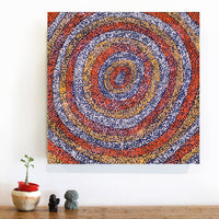Aboriginal Artwork by Sarah Napurrurla Leo, Ngapa Jukurrpa (Water Dreaming) - Puyurru, 46x46cm