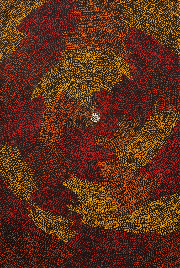 Aboriginal Artwork by Sarah Napurrurla Leo, Ngapa Jukurrpa (Water Dreaming) - Puyurru, 91x61cm