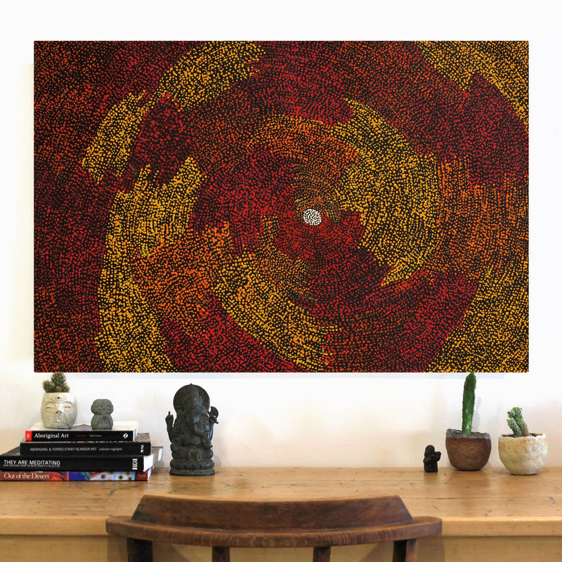 Aboriginal Artwork by Sarah Napurrurla Leo, Ngapa Jukurrpa (Water Dreaming) - Puyurru, 91x61cm