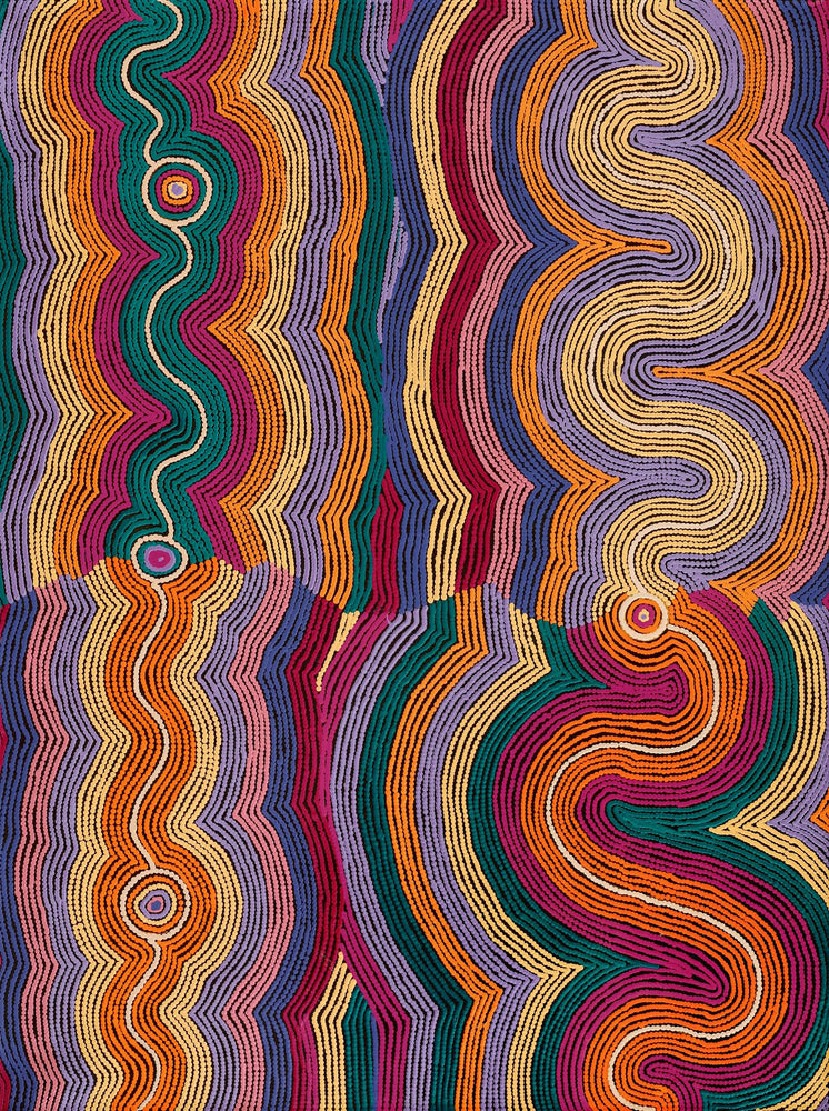 Aboriginal Artwork by Selina Napanangka Fisher, Pikilyi Jukurrpa (Vaughan Springs Dreaming), 122x91cm