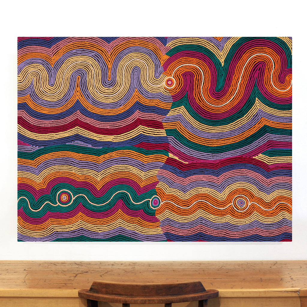 Aboriginal Artwork by Selina Napanangka Fisher, Pikilyi Jukurrpa (Vaughan Springs Dreaming), 122x91cm