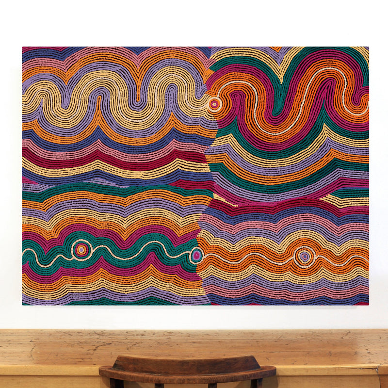 Aboriginal Artwork by Selina Napanangka Fisher, Pikilyi Jukurrpa (Vaughan Springs Dreaming), 122x91cm