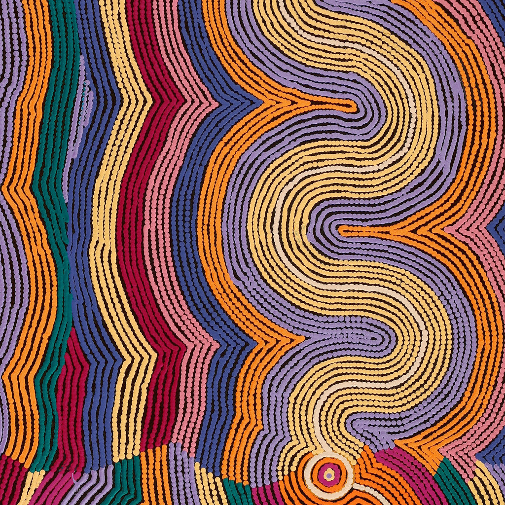 Aboriginal Artwork by Selina Napanangka Fisher, Pikilyi Jukurrpa (Vaughan Springs Dreaming), 122x91cm