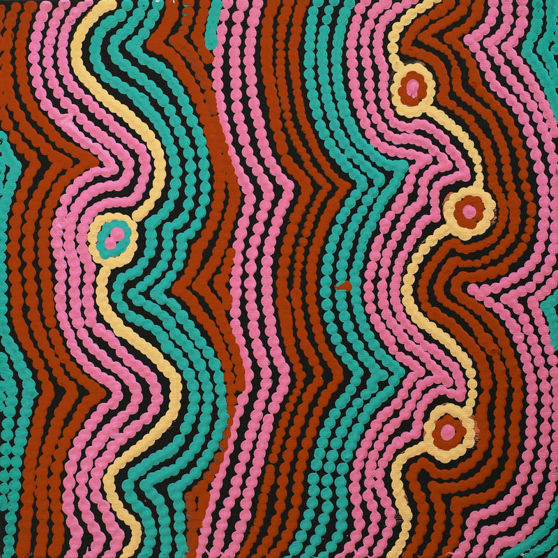 Aboriginal Artwork by Selina Napanangka Fisher, Pikilyi Jukurrpa (Vaughan Springs Dreaming), 30x30cm