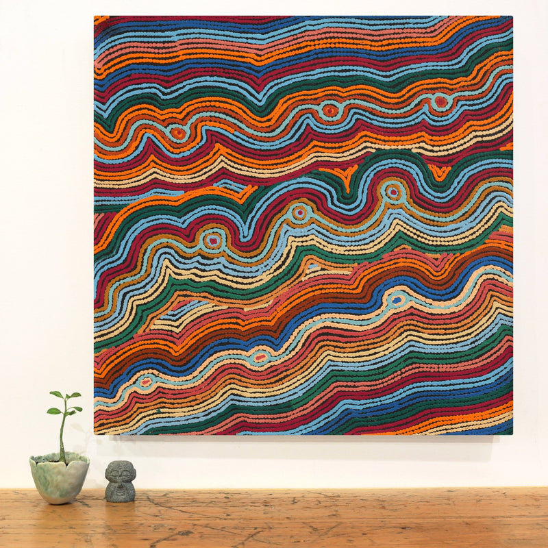 Aboriginal Artwork by Selina Napanangka Fisher, Pikilyi Jukurrpa (Vaughan Springs Dreaming), 61x61cm