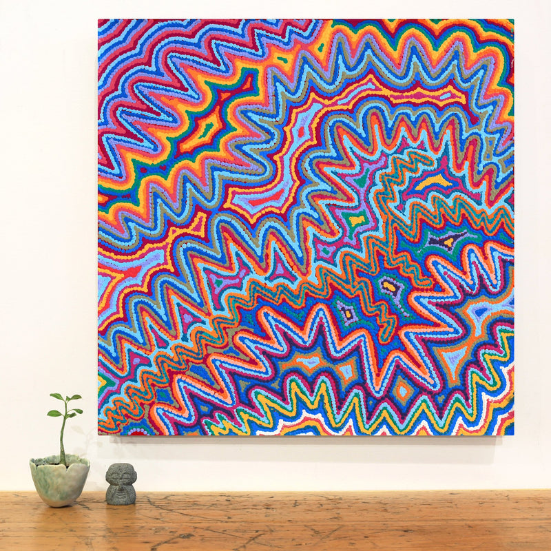 Aboriginal Artwork by Selina Napanangka Fisher, Pikilyi Jukurrpa (Vaughan Springs Dreaming), 61x61cm