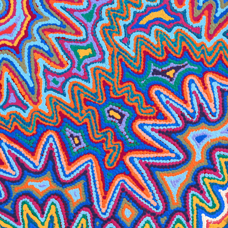 Aboriginal Artwork by Selina Napanangka Fisher, Pikilyi Jukurrpa (Vaughan Springs Dreaming), 61x61cm