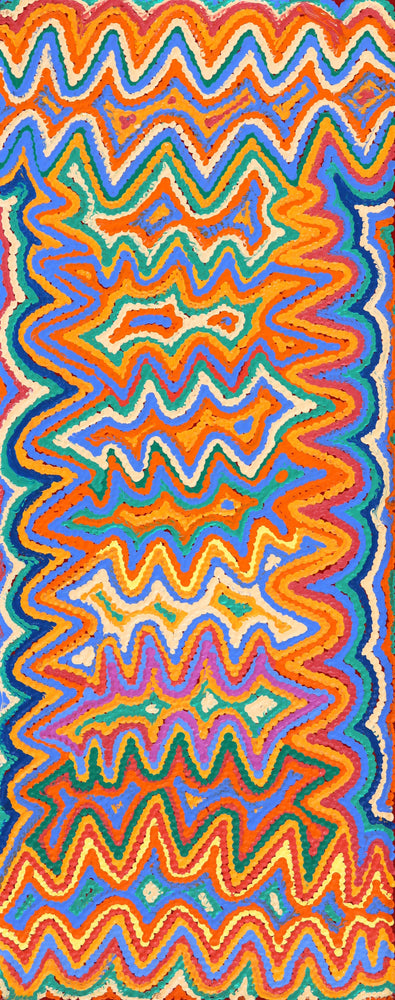 Aboriginal Artwork by Selina Napanangka Fisher, Pikilyi Jukurrpa (Vaughan Springs Dreaming), 76x30cm