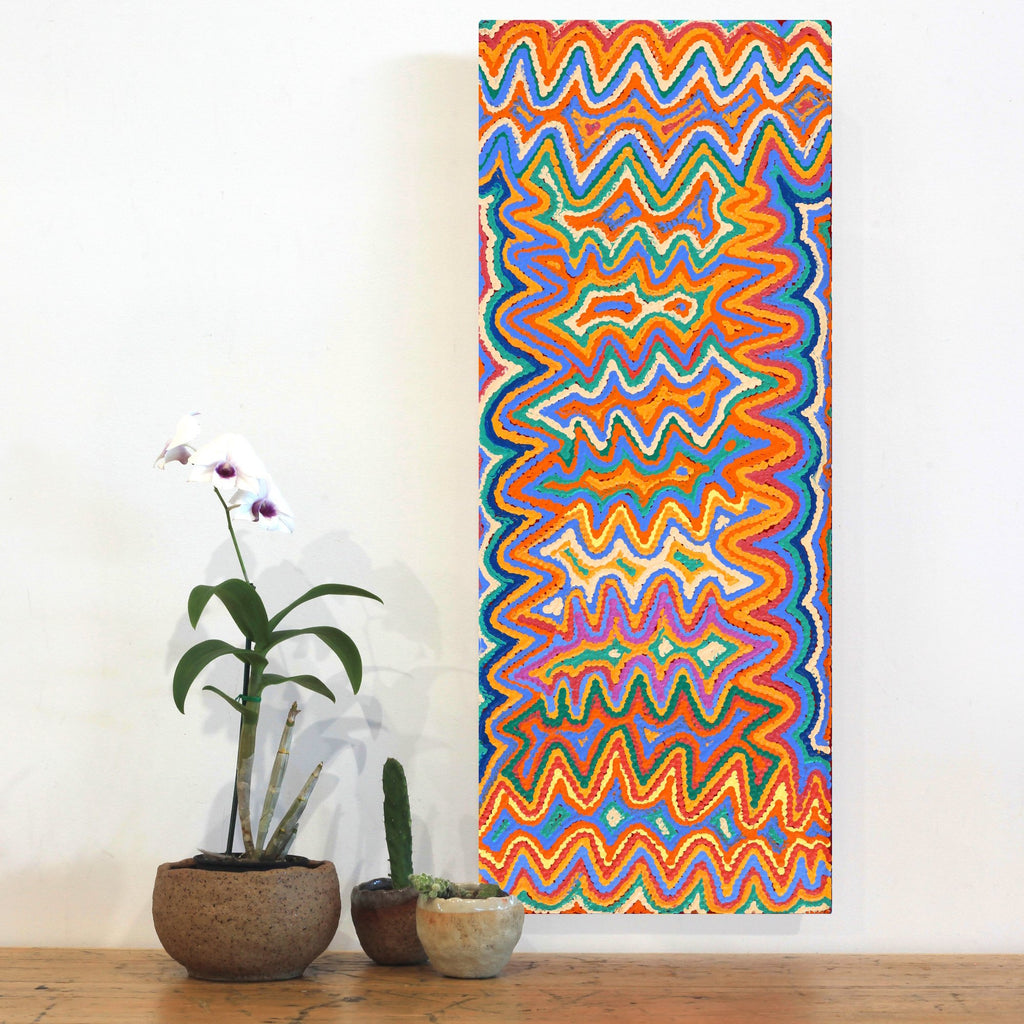 Aboriginal Artwork by Selina Napanangka Fisher, Pikilyi Jukurrpa (Vaughan Springs Dreaming), 76x30cm