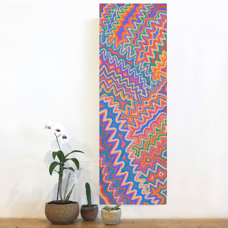 Aboriginal Artwork by Selina Napanangka Fisher, Pikilyi Jukurrpa (Vaughan Springs Dreaming), 91x30cm