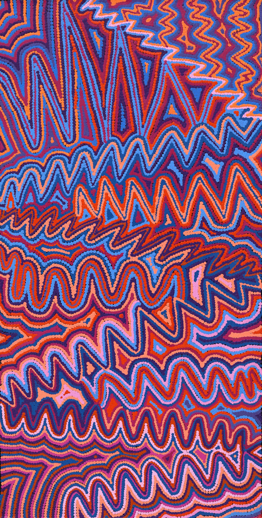 Aboriginal Artwork by Selina Napanangka Fisher, Pikilyi Jukurrpa (Vaughan Springs Dreaming), 91x46cm