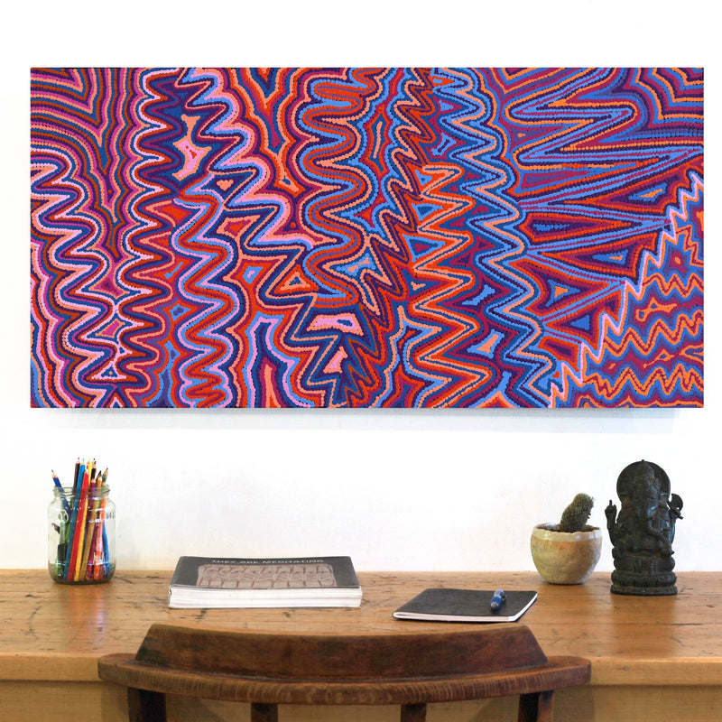 Aboriginal Artwork by Selina Napanangka Fisher, Pikilyi Jukurrpa (Vaughan Springs Dreaming), 91x46cm