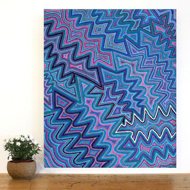 Aboriginal Artwork by Selina Napanangka Fisher, Pikilyi Jukurrpa (Vaughan Springs Dreaming), 91x76cm