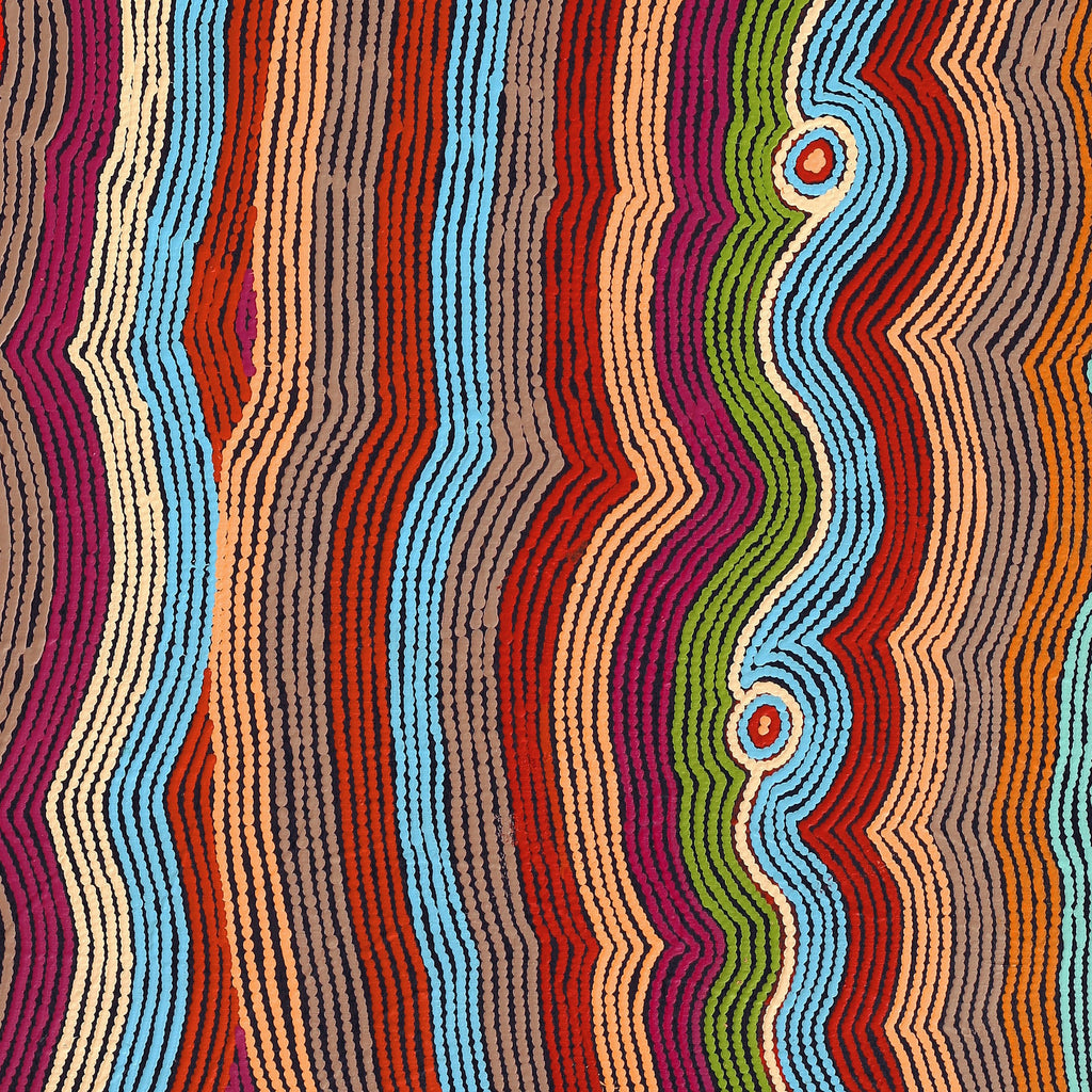 Aboriginal Artwork by Selina Napanangka Fisher, Pikilyi Jukurrpa (Vaughan Springs Dreaming) - Nguri Bird, 107x91cm