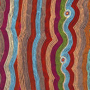 Aboriginal Artwork by Selina Napanangka Fisher, Pikilyi Jukurrpa (Vaughan Springs Dreaming) - Nguri Bird, 107x91cm - ART ARK®