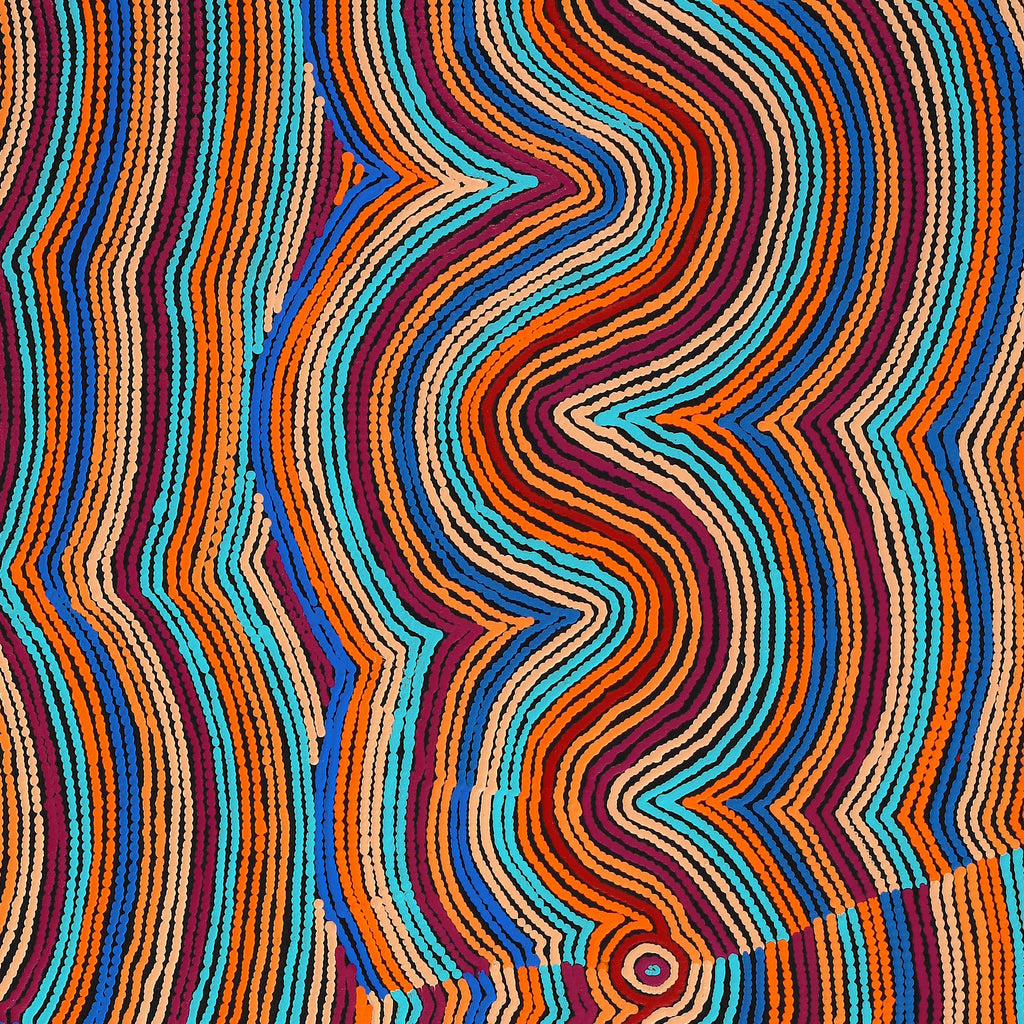 Aboriginal Artwork by Selina Napanangka Fisher, Pikilyi Jukurrpa (Vaughan Springs Dreaming) - Nguri Bird, 122x107cm