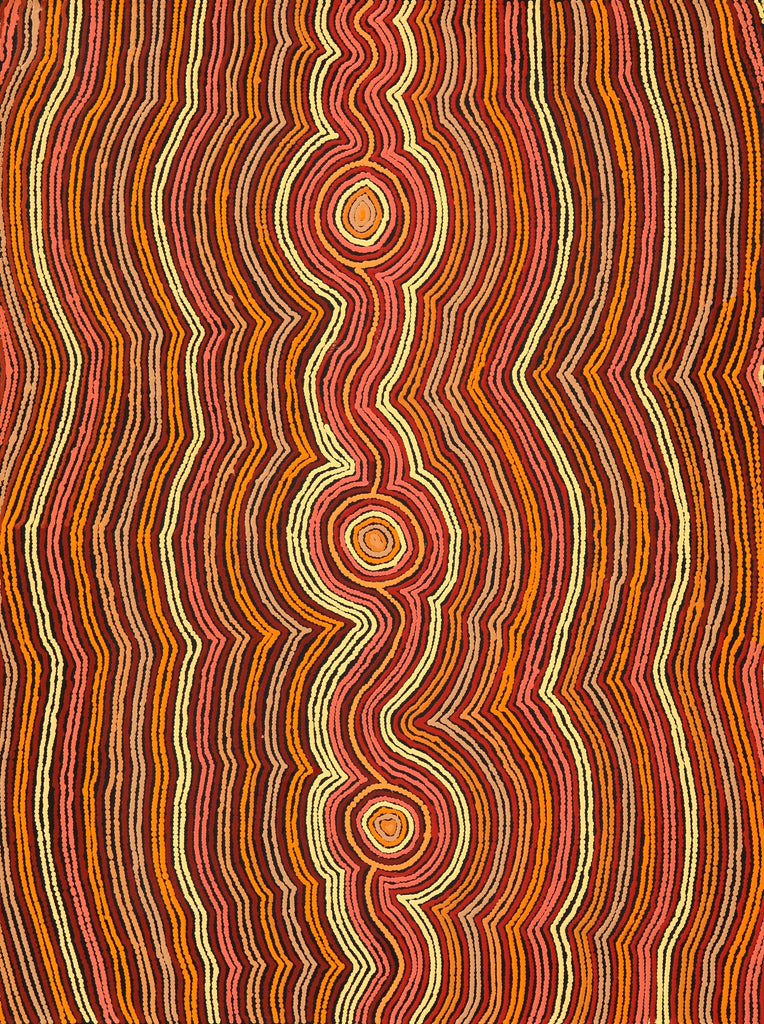 Aboriginal Artwork by Selina Napanangka Fisher, Pikilyi Jukurrpa (Vaughan Springs Dreaming) - Nguri Bird, 122x91cm