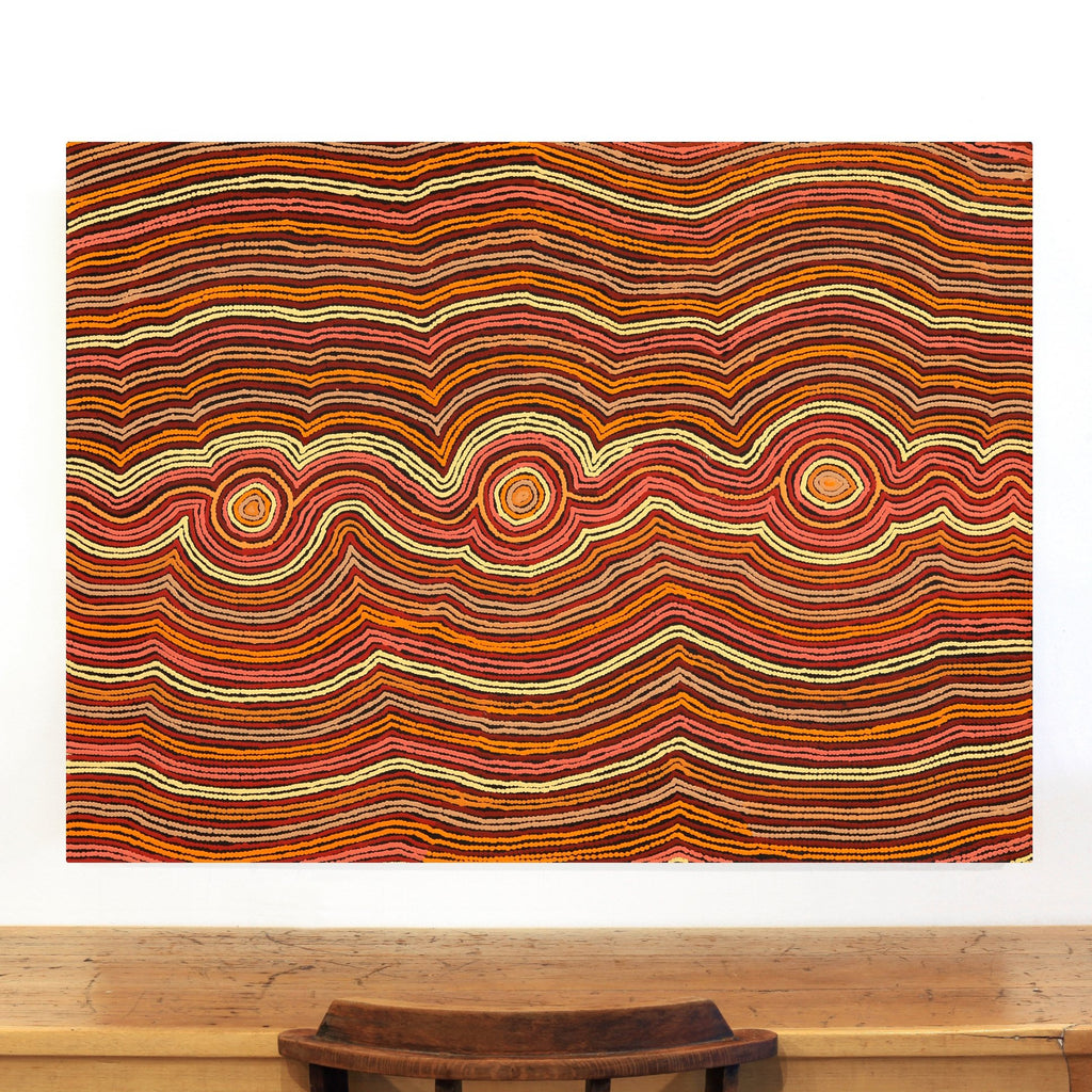 Aboriginal Artwork by Selina Napanangka Fisher, Pikilyi Jukurrpa (Vaughan Springs Dreaming) - Nguri Bird, 122x91cm - ART ARK®