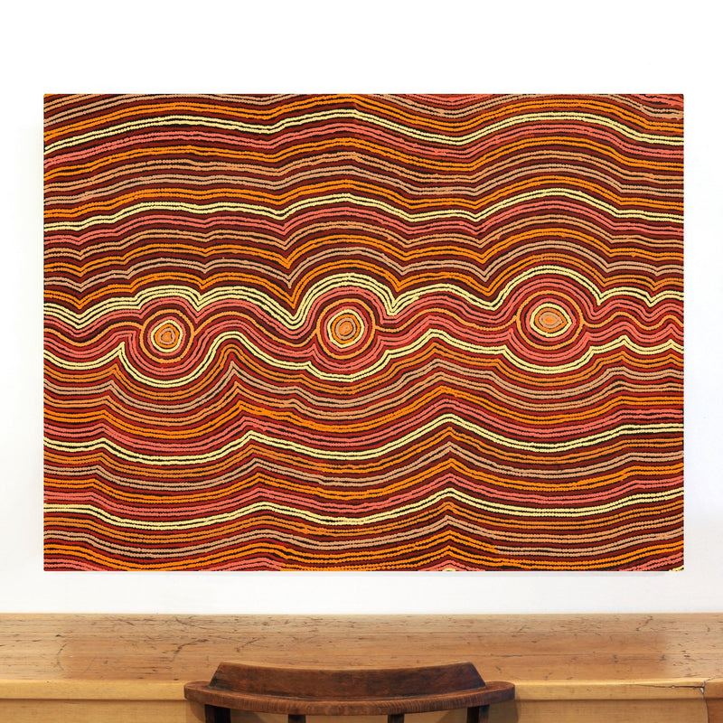 Aboriginal Artwork by Selina Napanangka Fisher, Pikilyi Jukurrpa (Vaughan Springs Dreaming) - Nguri Bird, 122x91cm