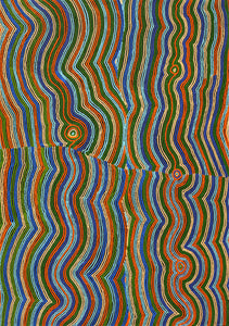 Aboriginal Art by Selina Napanangka Fisher, Pikilyi Jukurrpa (Vaughan Springs Dreaming) - Nguri Bird, 152x107cm - ART ARK®