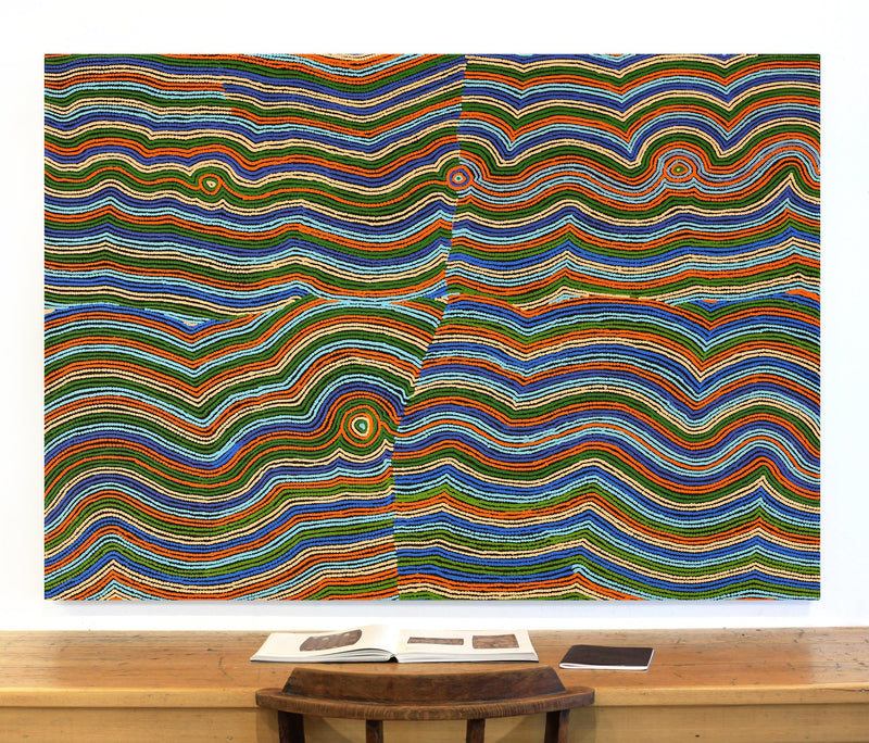 Aboriginal Artwork by Selina Napanangka Fisher, Pikilyi Jukurrpa (Vaughan Springs Dreaming) - Nguri Bird, 152x107cm