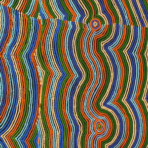 Aboriginal Art by Selina Napanangka Fisher, Pikilyi Jukurrpa (Vaughan Springs Dreaming) - Nguri Bird, 152x107cm - ART ARK®