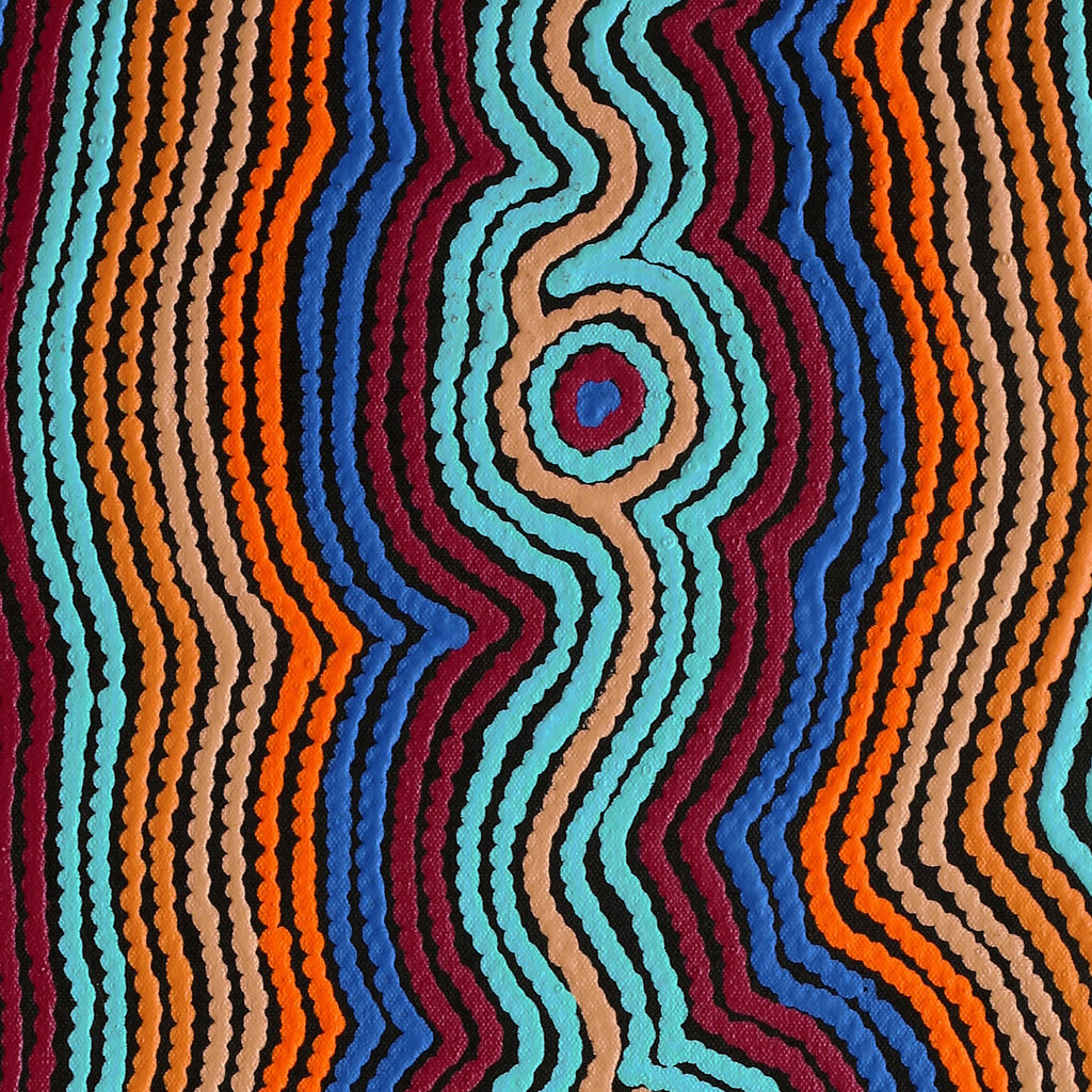 Aboriginal Artwork by Selina Napanangka Fisher, Pikilyi Jukurrpa (Vaughan Springs Dreaming) - Nguri Bird, 61x30cm