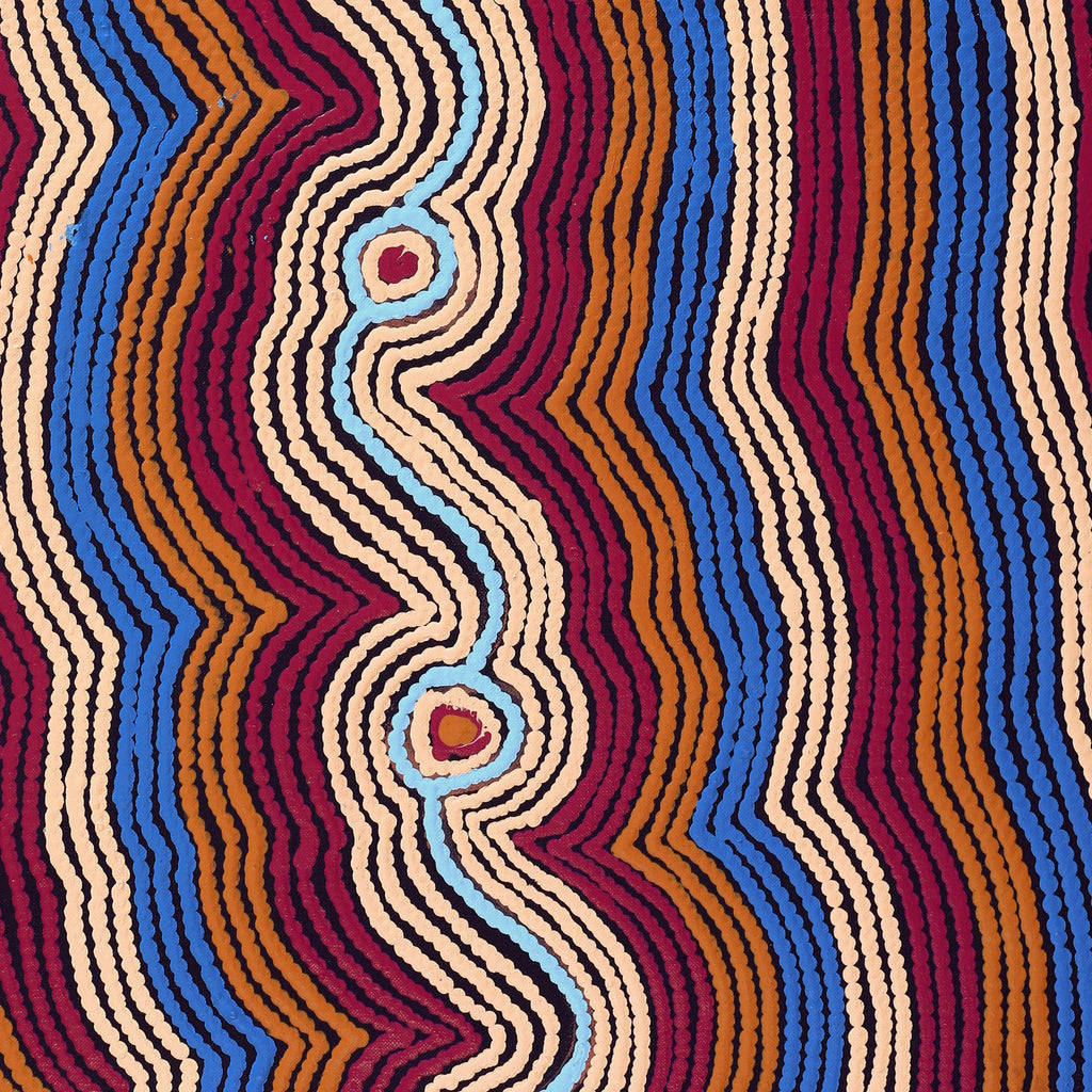 Aboriginal Artwork by Selina Napanangka Fisher, Pikilyi Jukurrpa (Vaughan Springs Dreaming) - Nguri Bird, 76x46cm