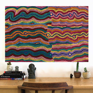 Aboriginal Artwork by Selina Napanangka Fisher, Pikilyi Jukurrpa (Vaughan Springs Dreaming) - Nguri Bird, 91x61cm - ART ARK®