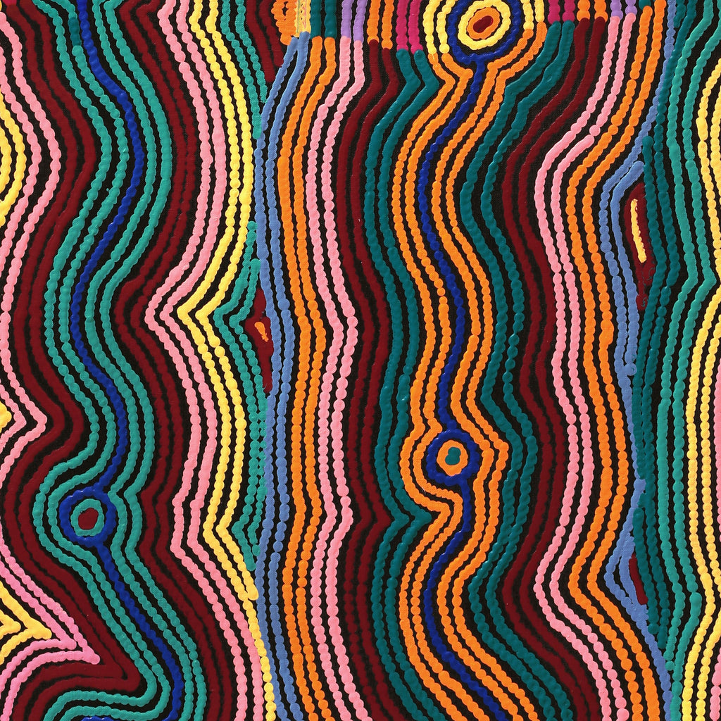 Aboriginal Artwork by Selina Napanangka Fisher, Pikilyi Jukurrpa (Vaughan Springs Dreaming) - Nguri Bird, 91x61cm